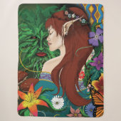 Green Man Elf Fantasy Floral Sherpadecke (Vorderseite)