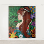 Green Man Elf Fantasy Floral Wandteppich (Vorderseite)