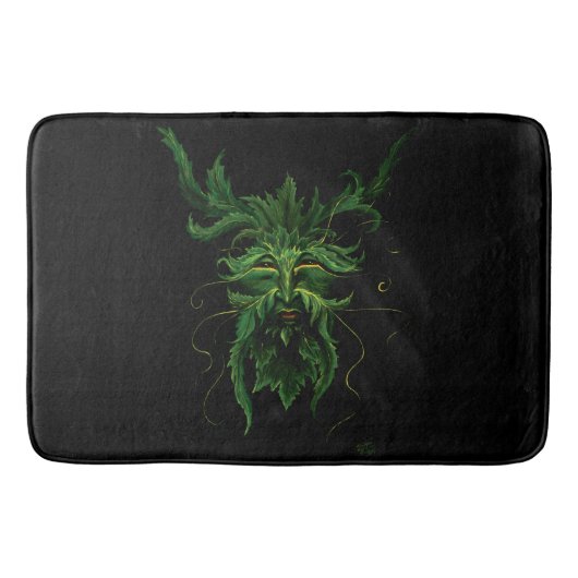 Green Man Fee Blätter Black Badematte (Vorderseite)