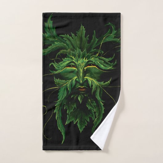 Green Man Fee Blätter Black Badhandtuch Set (Handtuch)