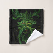 Green Man Fee Blätter Black Badhandtuch Set (Waschlappen)