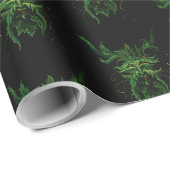 Green Man Fee Blätter Black Geschenkpapier (Rolleneckpunkt)