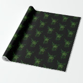 Green Man Fee Blätter Black Geschenkpapier (Ungerollt)