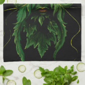 Green Man Fee Blätter Black Geschirrtuch (Gefaltet)