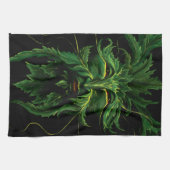 Green Man Fee Blätter Black Geschirrtuch (Horizontal)