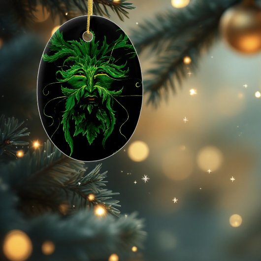 Green Man Fee Blätter Black Keramik Ornament