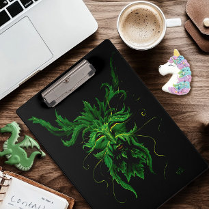 Green Man Fee Blätter Black Klemmbrett