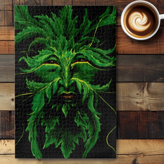 Green Man Fee Blätter Black Puzzle