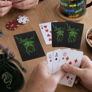 Green Man Fee Blätter Black Spielkarten