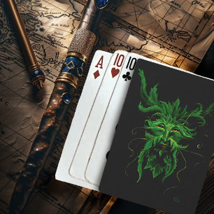 Green Man Fee Blätter Black Spielkarten