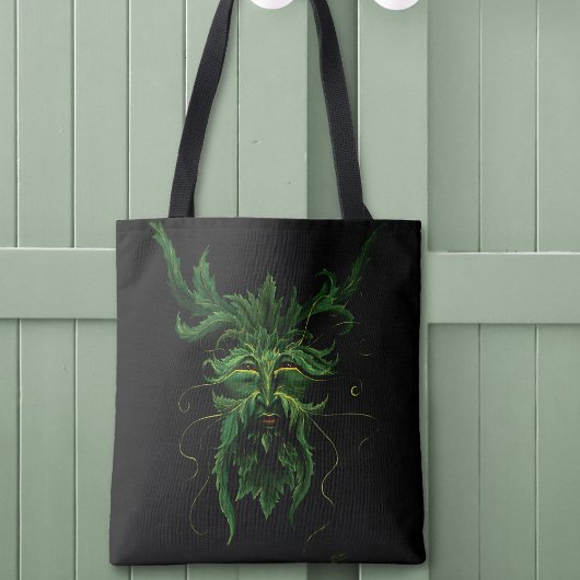 Green Man Fee Blätter Black Tasche