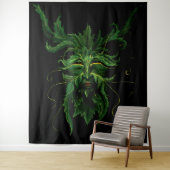 Green Man Fee Blätter Black Wandteppich (Beispiel)