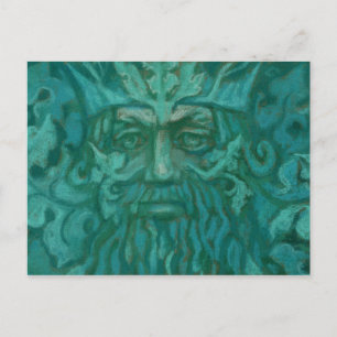 Green Man, Forest King, Pagan God, Fantasy Art Postkarte