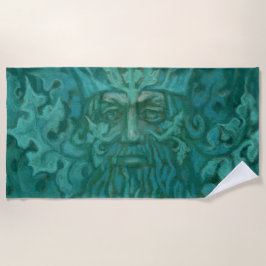 Green Man, Forest King, Pagan God, Fantasy Art Strandtuch