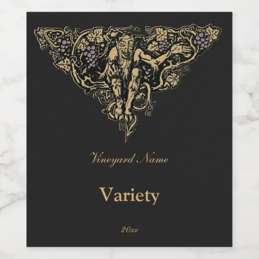 Green Man Goblin Faun Grapevine Antique Weinetikett (Einzelnes Label)