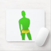 Green Man in Yellow Underwear Mousepad (Mit Mouse)