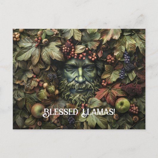 Green Man Lammas Grußkarte Postkarte (Vorderseite)