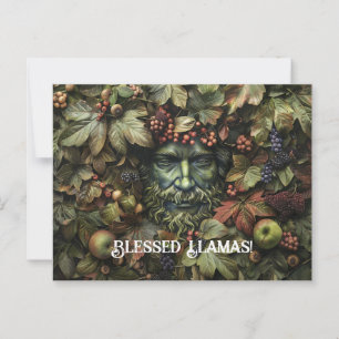 Green Man Lammas Grußkarte Postkarte