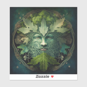 Green Man Mandala Fantasy Art Aufkleber