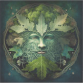 Green Man Mandala Fantasy Art Aufkleber (Vorderseite)