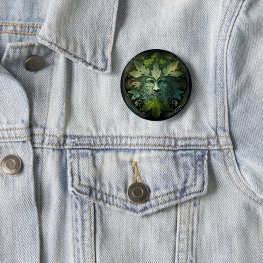 Green Man Mandala Fantasy Art Button (Beispiel)