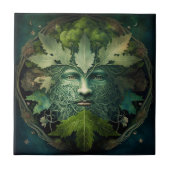 Green Man Mandala Fantasy Art Fliese (Vorderseite)