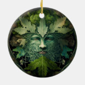 Green Man Mandala Fantasy Art Keramik Ornament (Hinten)