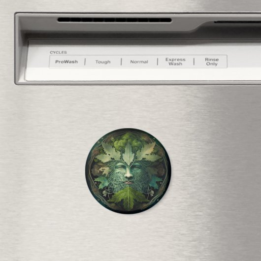 Green Man Mandala Fantasy Art Magnet (In Situ (Geschirrspüler))