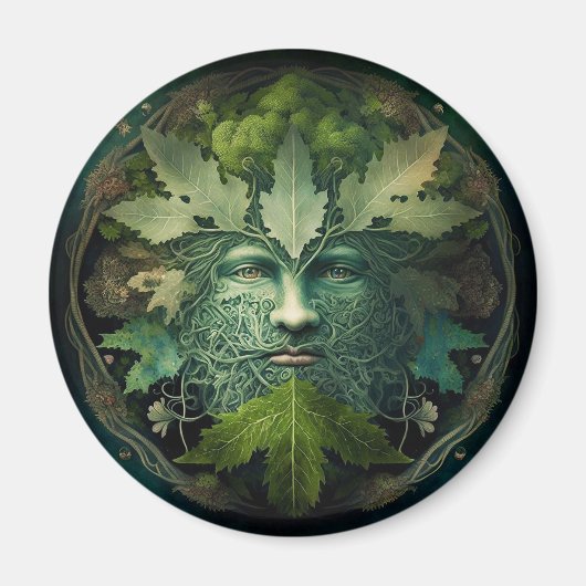 Green Man Mandala Fantasy Art Magnet (Vorne)