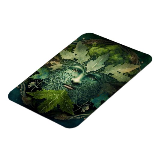 Green Man Mandala Fantasy Art Magnet (Linke Seite)