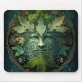 Green Man Mandala Fantasy Art Mousepad (Vorne)