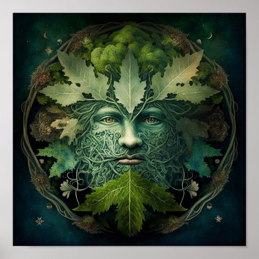 Green Man Mandala Fantasy Art Poster (Vorne)