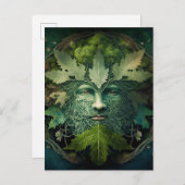 Green Man Mandala Fantasy Art Postkarte (Vorne/Hinten)