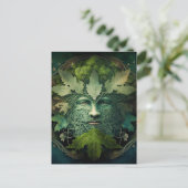 Green Man Mandala Fantasy Art Postkarte (Stehend Vorderseite)