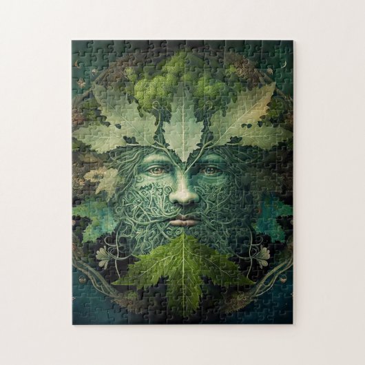 Green Man Mandala Fantasy Art Puzzle (Vertikal)