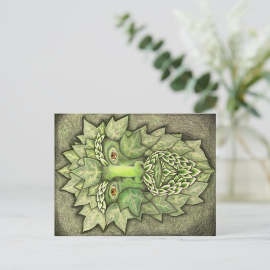 Green Man Postcard Postkarte (Stehend Vorderseite)