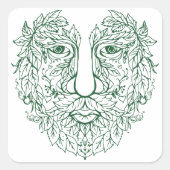 Green Man Quadratischer Aufkleber (Vorderseite)