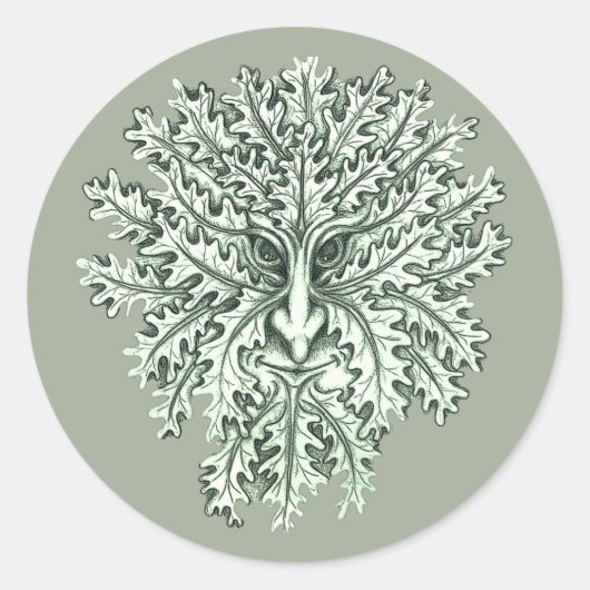Green Man Runder Aufkleber (Vorderseite)