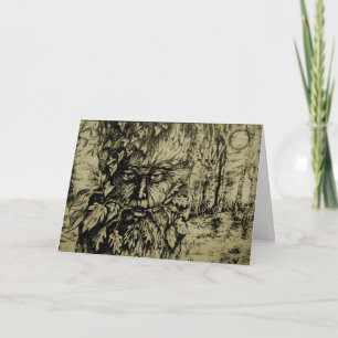 Green Man sepia Card Karte