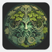 Green Man Square Stickers (Vorderseite)