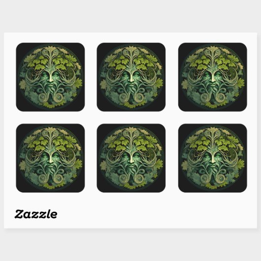 Green Man Square Stickers (Blatt)