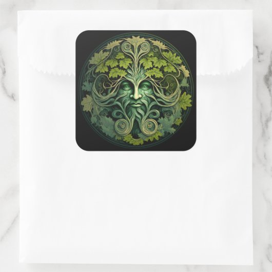 Green Man Square Stickers (Tasche)