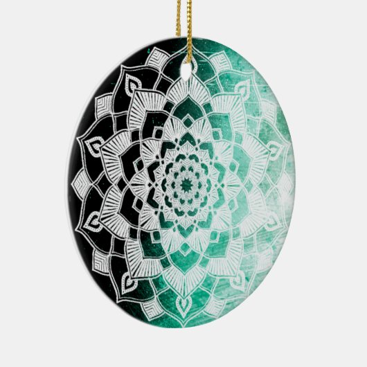 Green Mandala Abstrakt Schöne Weihnachten Keramik Ornament (Rechts)