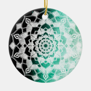 Green Mandala Abstrakt Schöne Weihnachten Keramik Ornament