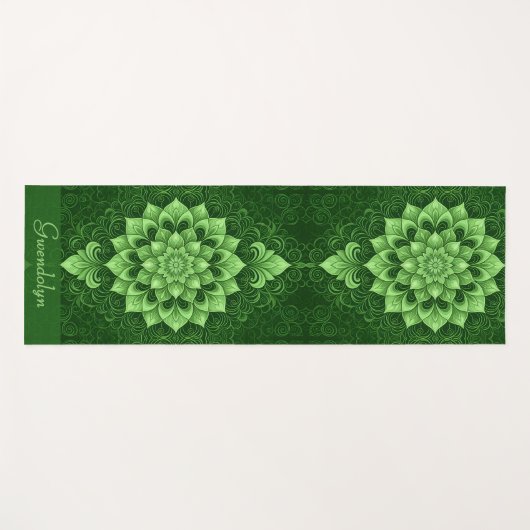 Green Mandala Blume Yoga Mat Yogamatte (Vorderseite (Horizontal))