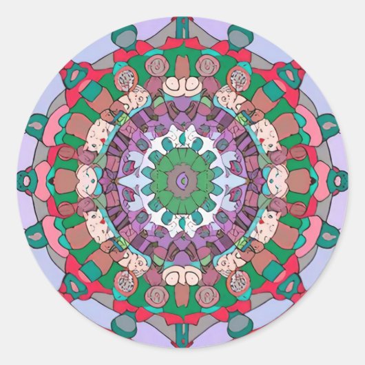 Green Mandala Classic Round Sticker (Vorderseite)