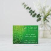 Green Mandala Classy Business Card Terminkarte (Stehend Vorderseite)