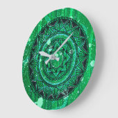 Green Mandala Clock Große Wanduhr (Winkel)