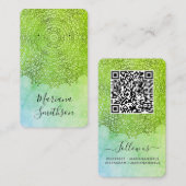 Green Mandala Custom QR Code Earring Display Cards Visitenkarte (Vorne/Hinten)