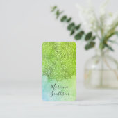 Green Mandala Custom QR Code Earring Display Cards Visitenkarte (Stehend Vorderseite)